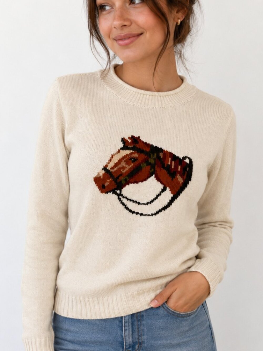 Cotton Horse Knit Sweater